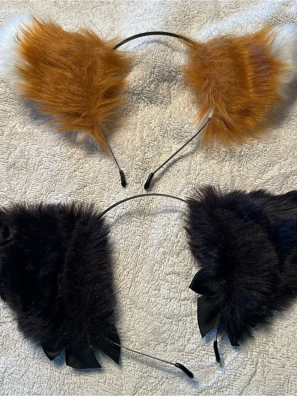 Headband Black Cat Fox Ears Adult Child Furry Halloween One Size Adjustable